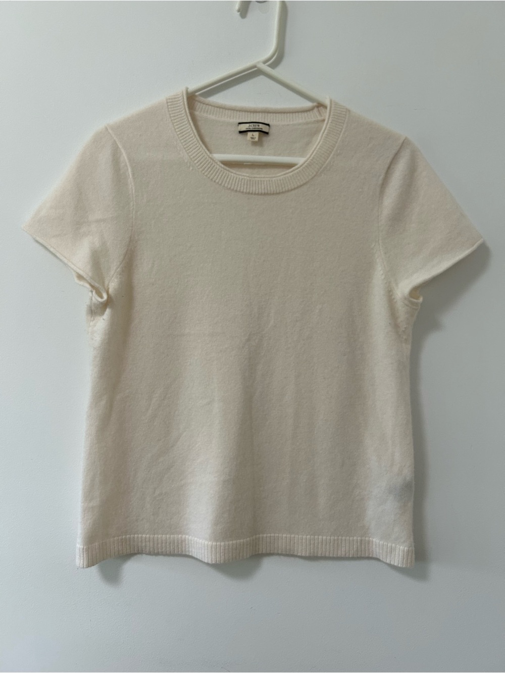J. Crew Cream Short-Sleeve Crewneck‎ Sweater